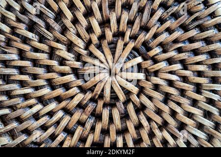 Abstract decorative wooden textured basket weaving. Basket texture background, close up. Abstract natural wicker horizontal background or texture Stock Photo