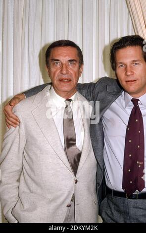 Martin Landau and Jeff Bridges, stars of 'Tucker: The Man and his Dream,' circa 1998 / File Reference # 34000-1112PLTHA Stock Photo