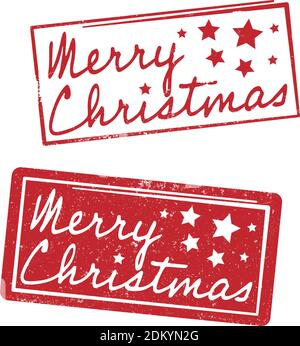 red grungy Merry Christmas rubber stamps isolated on white vector illustration Stock Vector