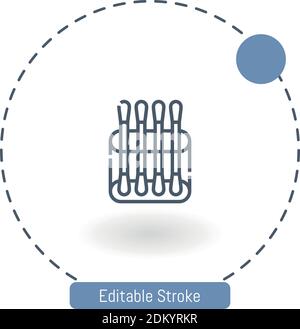 cotton swab vector icon editable stroke outline icons for web and mobile Stock Vector