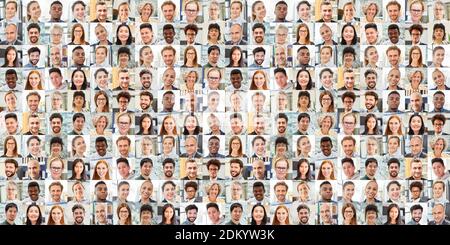 Panorama portrait collage of international group of business people as work colleagues Stock Photo