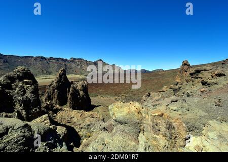 Spain, Canary Islands, Tenerife, volcanic rocks of Los Roques and Llano de Ucanca in Teide national park Stock Photo