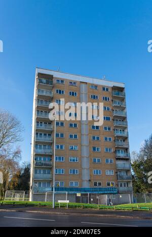 Blocks of flats on Shannon Road on the Primrose Hill Estate, Kings Norton, Birmingham which are due to be demolished Stock Photo