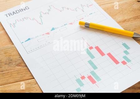 Trade Graph Chart Concept top view Stock Photo