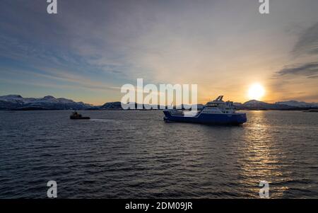 Sunrise over Florø in Norway Stock Photo