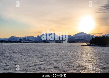 Sunrise over Florø in Norway Stock Photo