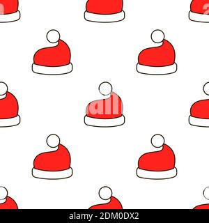 Christmas Santa Claus hat art seamless pattern Stock Vector
