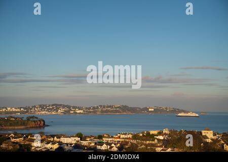 Torquay Devon cruise ship in Torbay unable to travel due to Covid Stock Photo