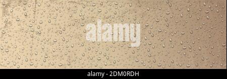 Realistic drops of water on a yellow background - Vector illustration Stock Vector