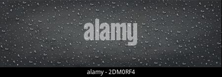 Realistic drops of water on a black background - Vector illustration Stock Vector