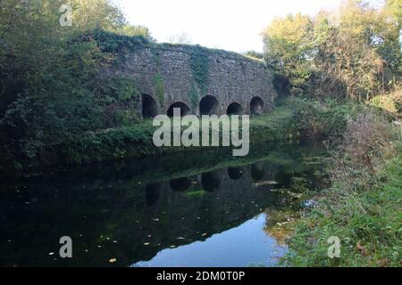 The Waytown lime kilns on the bank of the Grand Western canal in Somerset, England, They were last used at the end of the 19th century Stock Photo