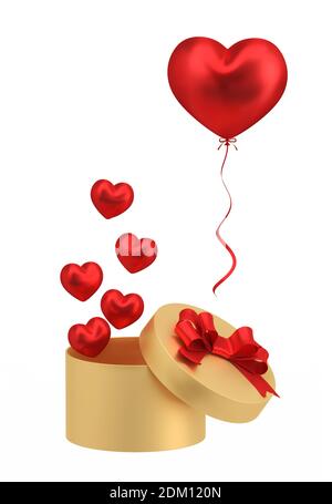 Gift box with balloons 3d render illustration - present package with ...