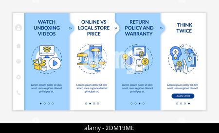 Informed shopper advices onboarding vector template Stock Vector