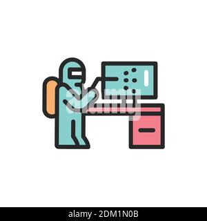 Office disinfection color line icon. Isolated vector element. Stock Vector