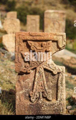 Armenia, Noravank canyon, Noravank Monastery, Khatchkar Stock Photo