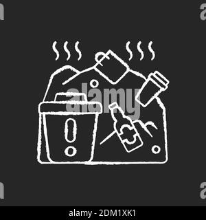 Biosphere extinction chalk white icon on black background Stock Vector