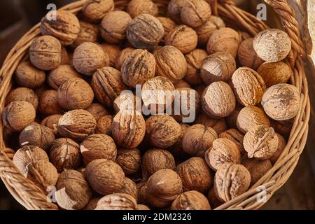 Walnuts in a pile Stock Photo