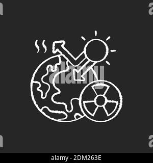 Radiative forcing chalk white icon on black background Stock Vector