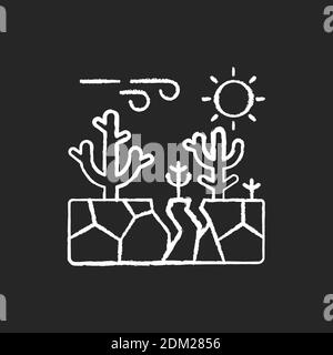 Climate change chalk white icon on black background Stock Vector