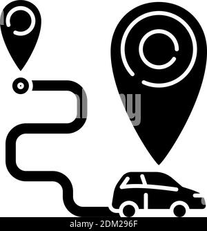 One way carsharing black glyph icon Stock Vector