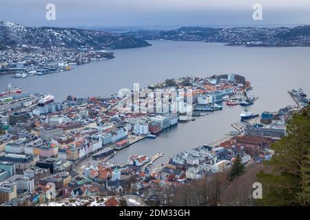 Nice view over Bergen from Fløyen Stock Photo