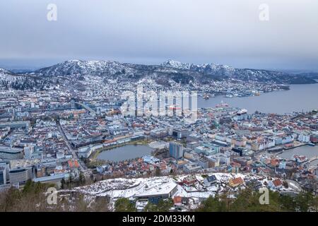 Nice view over Bergen from Fløyen Stock Photo