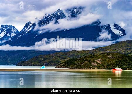 Snow Mountains Grey Glacier Lake Torres del Paine National Park Patagonia Chile Stock Photo