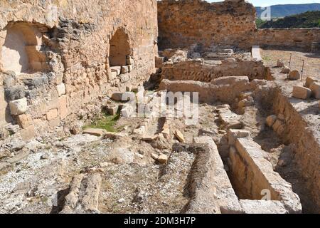 Old Christian cemetery of the Castle of Zorita de los Canes. Stock Photo