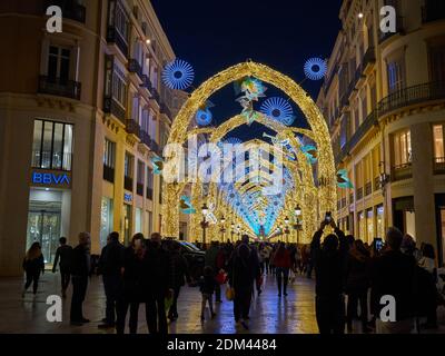 15th Dec,2020. Christmas lights at Marqués de Larios street, Málaga city, Andalusia, Spain. Stock Photo