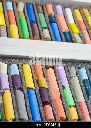 Chalk pastel stick in container box close up Stock Photo
