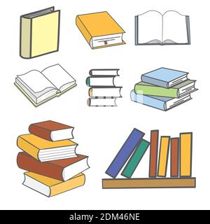 Stack of multi colored books. Vector illustration. Stock Vector