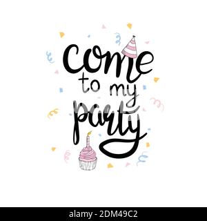 Happy Birthday Hand-drawn card. Vector illustration Stock Vector