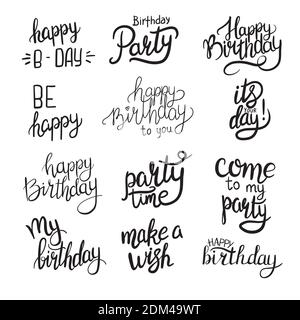 Lettering. Happy Birthday Hand-drawn card. Vector illustration Stock Vector