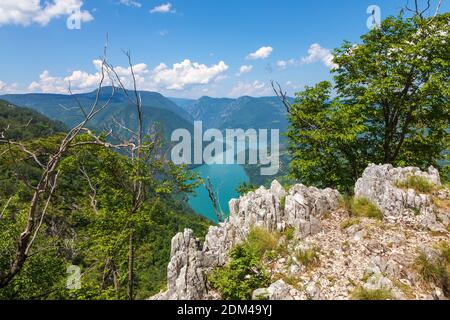 Viewpoint in Tara National Park, Serbia. Beautiful landscape of the Drina river canyon and Perucac Lake. Stock Photo