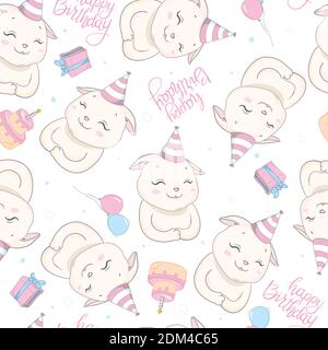 Seamless vector pattern with cats. Smiling cute cats background. Stock Vector