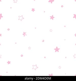 Seamless abstract stars pattern on a pink background Stock Vector
