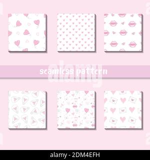 Seamless heart pattern on paper texture. Valentine's day background Stock Vector