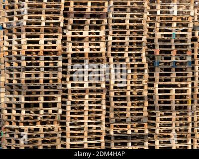 BACKGROUND TEXTURE - Stack of wooden pallets for use as a texture or background Stock Photo
