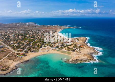 Aerial coastal view of Stavros Beach and Pachia Ammos Beach, Crete, Greece Stock Photo