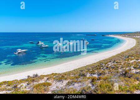 Boats mooring at Catherine bay at Rottnest island in Australia Stock ...