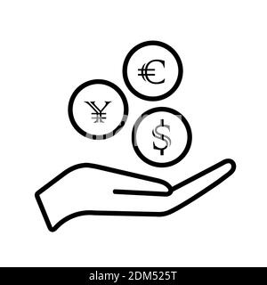 Coins dollar, euro, pound sterling icon. Vector stock illustration. Isolated on white background eps10 Stock Photo