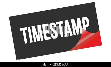 TIMESTAMP text written on black green sticker stamp Stock Photo - Alamy