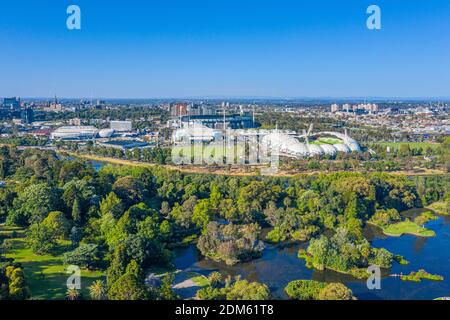 Aerial view of sport stadiums in Melbourne, Australia Stock Photo