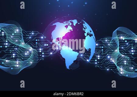 Circuit board design background. Abstract communication circuit board technology background with hi-tech digital data connection system. Abstract Stock Vector