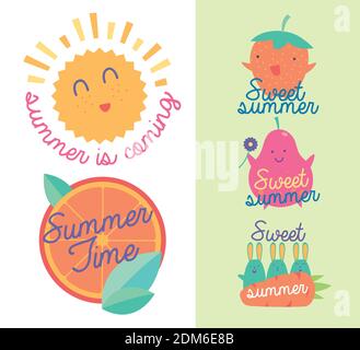 Set of summer icon. Isolated vector elements. Stock Vector