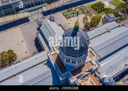 Aerial view of Royal Exhibition Building in Melbourne, Australia Stock Photo