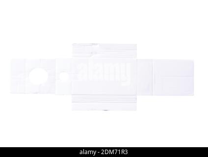 protective paper from under a box with a perfume,  template from white corrugated cardboard Stock Photo