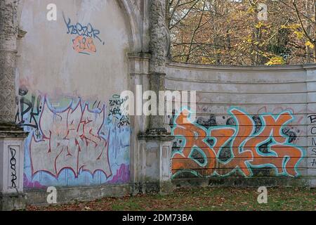 POTSDAM, GERMANY - Nov 24, 2020: Street art graffiti on a palace wall in postdam Stock Photo