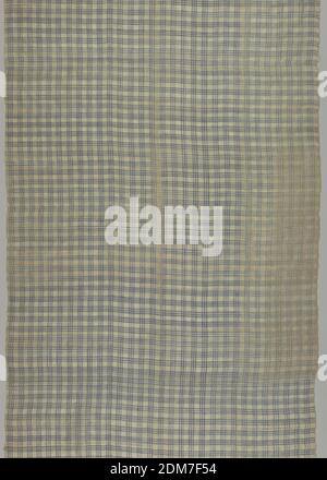 Textile, Medium: piña (pineapple) fiber, cotton Technique: plain weave, Cream pineapple fiber ground with a plaid of blue cotton., Philippines, 19th century, woven textiles, Textile Stock Photo