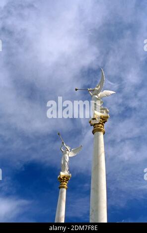 Columns with statues of trumpeting angels at Caesar's Palace in Las Vegas, Nevada Stock Photo